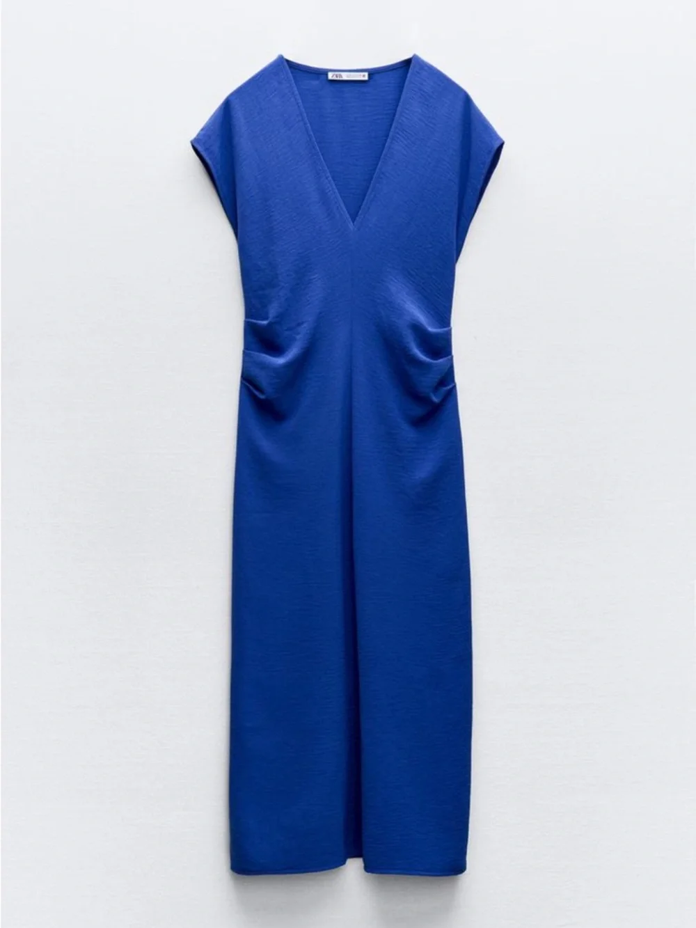 ZARA BLUE FLOWY GATHERED DRESS - Picture 5 of 12
